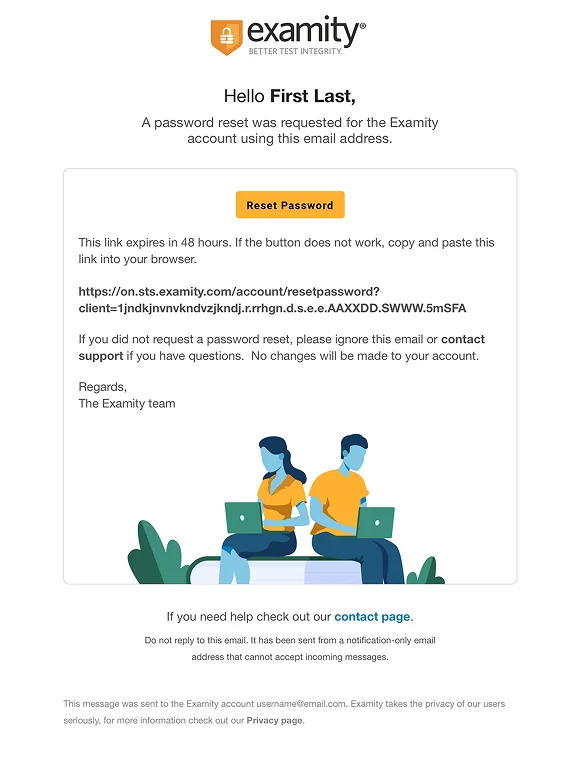 Examity redesigned email template example
