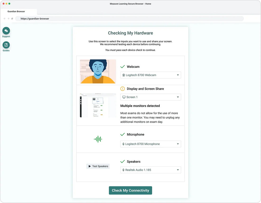 Guardian Preparedness Check compatibility results screen
